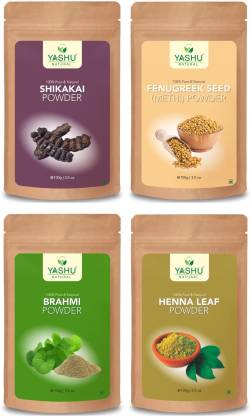 Yashu 100% Pure & Organic Shikakai, Fenugreek Seed, Brahmi and Henna Leaf  Anti Dandruff Hair Mask Powder for Silky Hair - Price in India, Buy Yashu  100% Pure & Organic Shikakai, Fenugreek