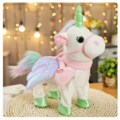 walking unicorn plush