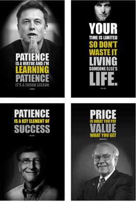 Warren Buffett Quotes On Life Motivational Wall Posters And Inspirational Quotes For Office, Home And  Gym, (Steve Jobs, Bill Gates, Elon Musk, Warren Buffett) Pack Of 04 Paper  Print Paper Print - Personalities, Quotes & Motivation Posters