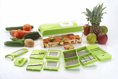 Ganesh Plastic Multipurpose Vegetable and Fruit Chopper Cutter Grater Slicer, Green