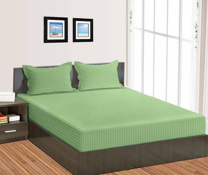 Ayaana sports 250 TC Polycotton King, Double Striped Flat Bedsheet