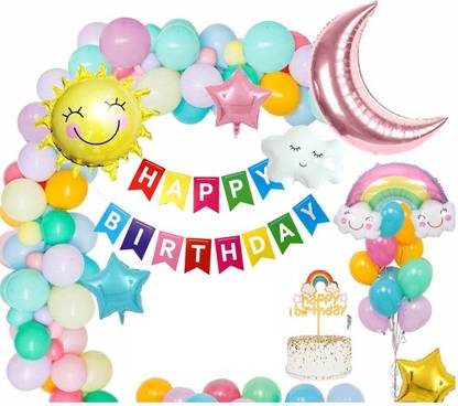 GIRLS HAPPY BIRTHDAY BANNER MULTI COLOURED PARTY BUNTING DECORATION
