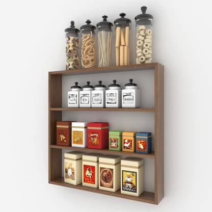 Furnifry Wooden Kitchen Wall Shelf for Storage Boxes, Kitchen ...