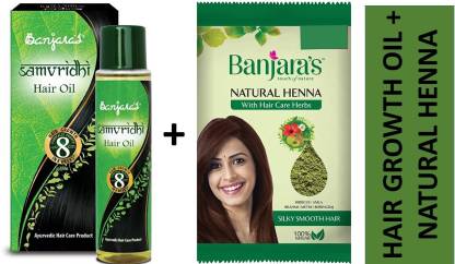 Banjara SAMVRIDHI HAIR GROWTH OIL (125 ml) AND NATURAL HENNA POWDER WITH  HAIR CARE HERBS (100 gm) Hair Oil - Price in India, Buy Banjara SAMVRIDHI  HAIR GROWTH OIL (125 ml) AND