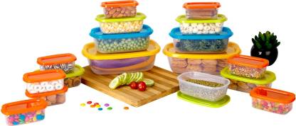 BMS Lifestyle Plastic Food Storage Container 17 PCS Set -Multi Color  – 15000 ml Plastic Grocery Container  (Pack of 17, Multicolor)