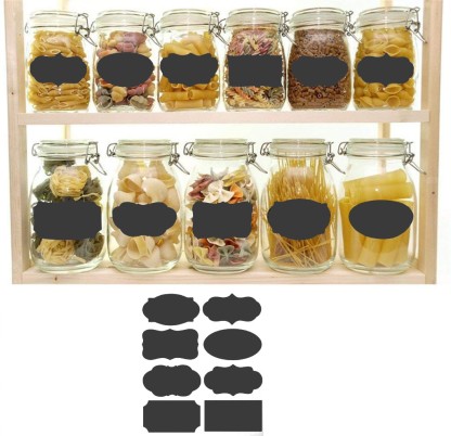 Yuanhe Blackboard Sticker Black Self-Adhesive Board Waterproof Label Glass Bottle Spice Jar Kitchen Office School Use Self-Adhesive Waterproof Blackboard Label 150 pcs 