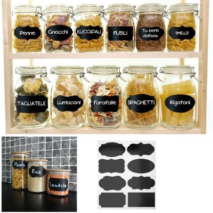 MAIQIU Chalkboard Labels Removable Label Stickers for Party Office Mason Jars and Kilner Bottles 300Pcs Waterproof Reusable Blackboard Stickers for Kitchen Organize with 1 White and Gold Chalk Pen 