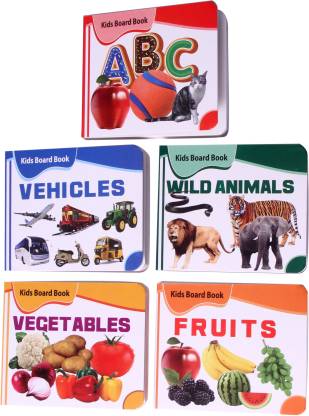 Kids Board Book Set - ABC - Vehicle - Wild Animals - Fruits ...