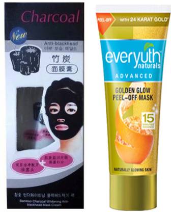 Everyuth Naturals Charcoal peel off mask + Golden glow peel off mask ...