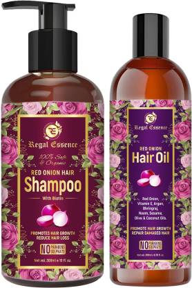 Regal Essence Red Onion Hair Shampoo with Biotin 300 ml and Red Onion Hair  Oil 200 ml - Combo Pack Price in India - Buy Regal Essence Red Onion Hair  Shampoo with