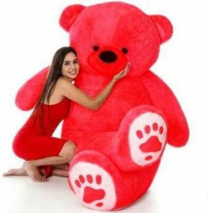 ru Soft And Plush 2 Feet Red Color Standing Foot Paw Printed Red Teddy Bear Stuffed Toy 60 Cm 60 Cm Soft And Plush 2 Feet Red Color Standing