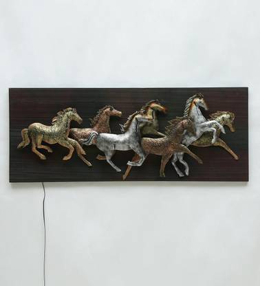 Sparkle N Shine 7 Running Metal Horses On Board Wall Hanging With Led Decor 61x5x24 Inch In India - Horse Wall Decor Metal Sparkle N Shine 7 Running Metal Horses On Board Wall Hanging With Led Decor 61x5x24 Inch In India - Horse Wall Decor Metal