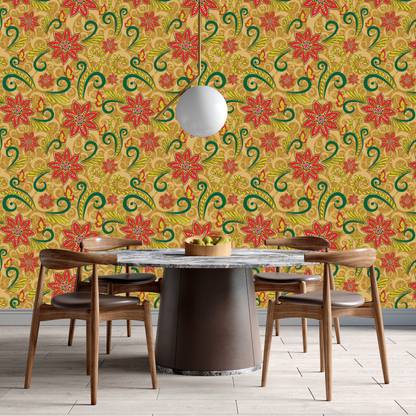 infinity interiors Floral & Botanical Yellow Wallpaper Price in India