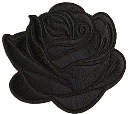 super1798 Rose Badge Iron On Patch Decoration Flower Applique Clothing Accessory Black 