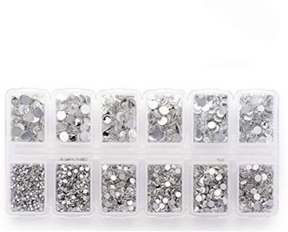 1.5 mm 6 Sizes 4.8 mm Round Crystal Gems Stickers for Clothes 4200 Pack Clear Flat Back Rhinestones for Craft 