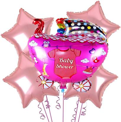 Flipkart Com Soi Printed Foil Mylar Pink Baby Cart Shape With Rose Gold Star Balloons For Baby Shower Decoration Welcome Baby Party Decorations Baby Shower Decoration Balloon Maternity Shoot