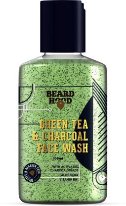 BEARDHOOD Green Tea & Charcoal  with Activated Charcoal Beads, Face Wash