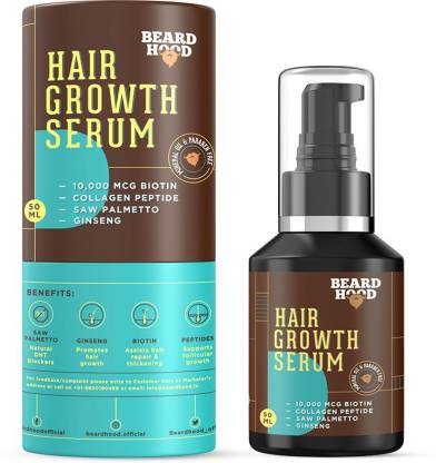 BEARDHOOD Beard & Hair Growth Serum - With Biotin, Ginseng, Saw Palmetto & Argan Oil