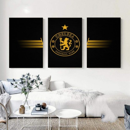 TUMOVO 5 Pieces Canvas Art Background Flag of Chelsea Football Club Color Wallpaper Picture Prints on Canvas Stretched and Framed Ready to Hang,Soccer Sports Wall Art for Boys Room 50 W x 24 H 