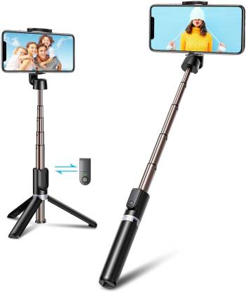 Hold up Wireless Remote selfie stick R1 Bluetooth Selfie Stick  (Black, Remote Included)