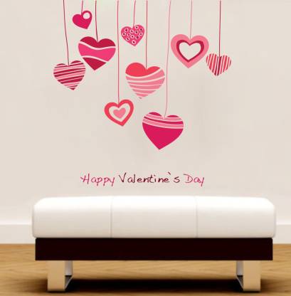decor kafe Decal Style Happy Valentine's Day Art Large Size- 23*24 Inch 24 cm Self Adhesive Sticker