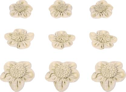 Vardhman Jute Flower Hand Made Pack Of 9 Flowers Used In Suits Dresses Decorations Furnishings Art Craft Jute Flower Hand Made Pack Of 9 Flowers Used In Suits Dresses Decorations