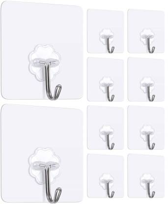Nivera Heavy Duty Self Adhesive Wall Hooks Strong Cloth Hanger Utensils Holder Hanging For Bathroom Kitchen 10pcs Hook 10 In India - How To Use Adhesive Wall Hooks