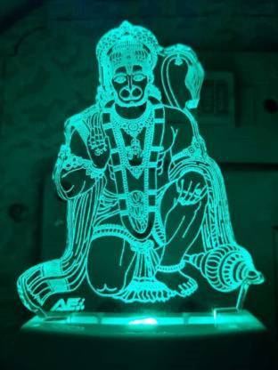 Arus Acrylic God/Lord Jai Hanuman JI Shape Magic Night Lamp 3D Beautiful  Illumination Automatic on/