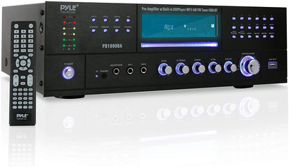 Wireless Home Audio Amplifier System Headphone Jack 1/4'' Microphone IN USB SD AUX RCA FM Radio-Pyle PTA66BT.6 Digital LCD 6 Channel 600Watt Power Bluetooth Compatible Sound Stereo Receiver Amp 