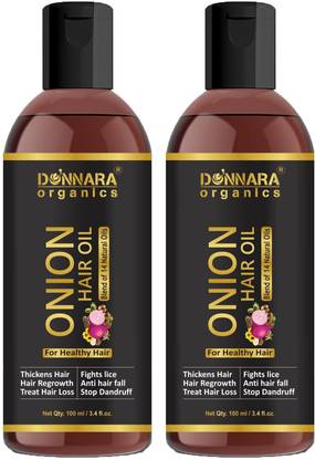 Donnara Organics Onion Herbal Hair Oil For Hair Regrowth Anti Hair Fall Dandruff Control Thickens The Thin Hair Combo Pack Of 2 Bottles Hair Oil Price In India Buy Donnara
