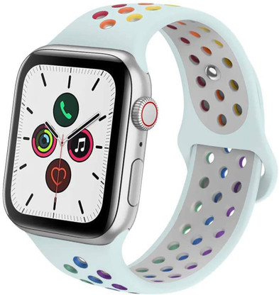Gocase Soft Silicone Dual colour TPU Breathable Sport wristband Strap  bracelet For Apple watch Series 6/5/4/3/2/1 (42/44 MM) ( Pale-Green \u0026  multicolor) 32 mm Rubber Watch Strap Price in India - Buy