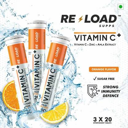 Reload SUPPS VITAMIN C PLUS ORANGE FLAVOUR 3 X 20 TABLETS BOX ...