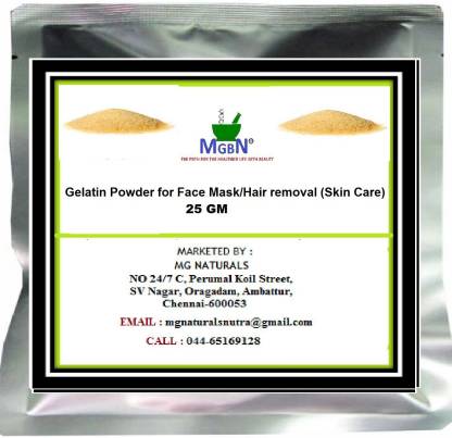 MGBN Gelatin Powder for Face Mask/Hair removal (Skin Care) 25 GM - Price in  India, Buy MGBN Gelatin Powder for Face Mask/Hair removal (Skin Care) 25 GM  Online In India, Reviews, Ratings