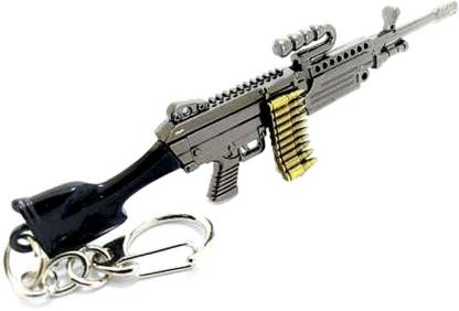 ShopTop PUBG Probes M249 Gun Real 3D Metal Body 120mm Length Key Chain Key Chain