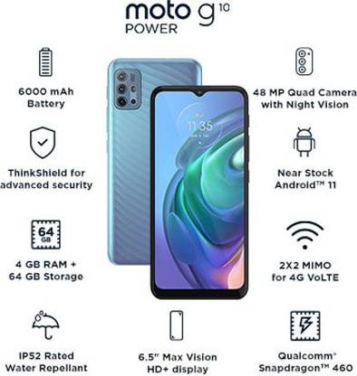 MOTOROLA G10 Power (Breeze Blue, 64 GB)