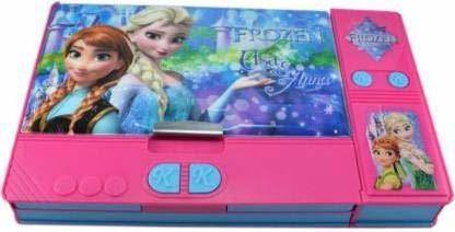  | Style My Home Disney Frozen Elsa and Anna Cartoon Print  Pencil Box with Integrated Sharpener & Magnetic Snap Compartments Disney  Frozen Elsa and Anna Cartoon Print Art Plastic Pencil Box -