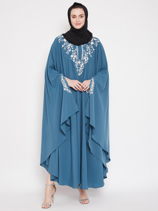NABIA NIKTN-04-SBL Polyester Abaya With 