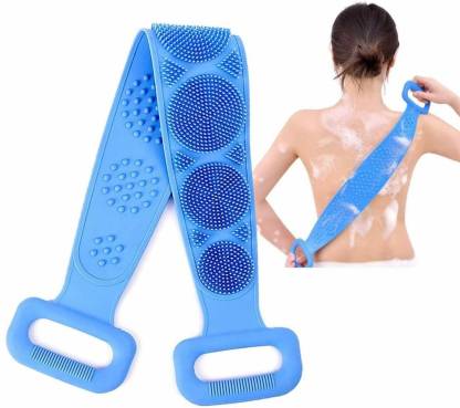LAMANSH Silicone Body Back Scrubber, Double Side Bathing Brush for Skin Deep Cleaning Massage, Dead Skin Removal Exfoliating Belt for Shower, Easy to Clean, Lathers Well for Men & Women / Back Scrubber belt