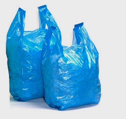 big blue plastic bags