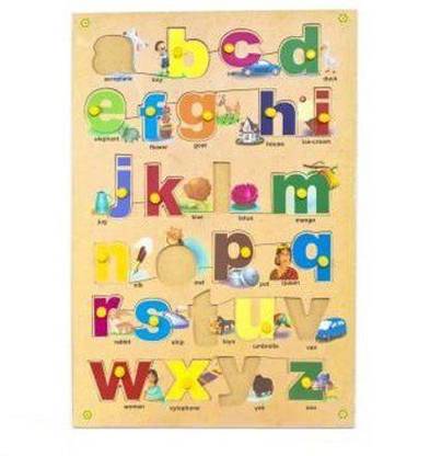 Haulsale Wooden Jigsaw Puzzle Board For Kids Alphabet Small Lowercase Letter With Pics Learning Educational Gift For Kids 26 Pieces Price In India Buy Haulsale Wooden Jigsaw Puzzle Board