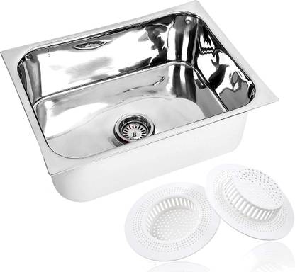 Renvox 304 Grade Handmade Single Bowl Stainless Steel Luxury Kitchen Sink With Square Coupling And Pipe Size 24x18x10 Single Vessel Sink Price In India Buy Renvox 304 Grade Handmade Single Bowl Stainless