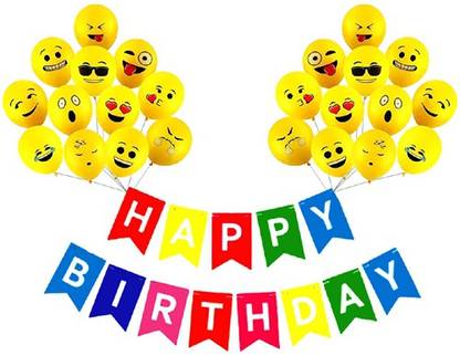 Pop The Party Emoji Balloon Happy Birthday Banner Set Of 63 Pcsfor Party Celebration Decoration Price In India Buy Pop The Party Emoji Balloon Happy Birthday Banner Set