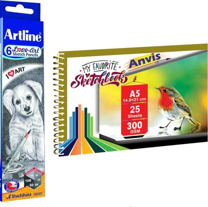 pics Artline Love Art Sketch Pencil 8B And 10B artline graphite hb 2b 4b 6b 8b 10b pencil with 300 gsm 25 sheets spiral binding a5 sketch book pencil