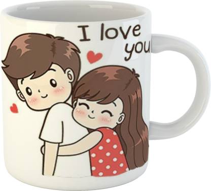 Clovez Cute Love Couple Cartoon Printed CoffeeMug-I'm in Love with You  Quote Tea Cup Gift for Girlfriend, Boyfriend, Husband, Wife Ceramic Coffee  (325 ml) Ceramic Coffee Mug Price in India - Buy