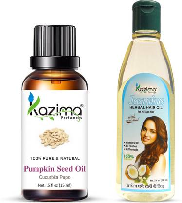 Kazima Combo Of Pumpkin Seed Oil 15ml And Jasmine Herbal Hair Oil 100ml Anti Hair Loss Treatment Maintains Healthy Scalp Dandruff Control Hair Oil Price In India Buy Kazima Combo