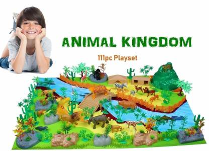 ARTEN 111 Pieces Wild Animal Play Set Figures Set for Kids/Young Ones Pack  of Animals with Jungle Camouflage Play Mat - 111 Pieces Wild Animal Play  Set Figures Set for Kids/Young Ones