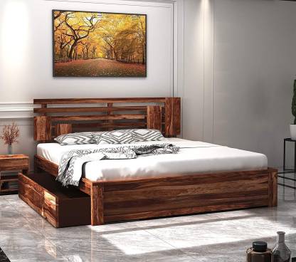 Springtek Amaze Pure Sheesham Wood King, Wooden King Size Bed With Storage Drawers