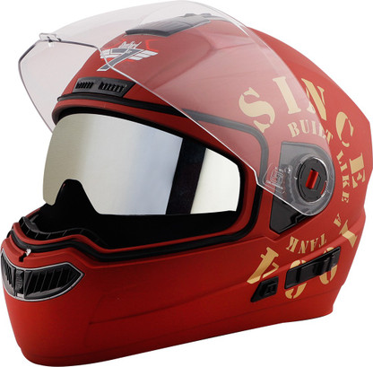 Silver Sun Shield Motorbike Helmet 