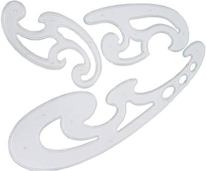 SET OF 3 PLASTIC FRENCH CURVES CURVE TRANSPARENT STENCIL WITH ELLIPSE TEMPLATES