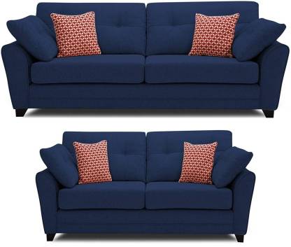Amruta Fabric 3 2 Blue Sofa Set, 70 Queen Sleeper Sofa